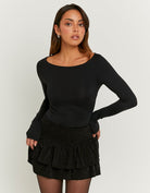 Lurex Skort with Ruffles | Black