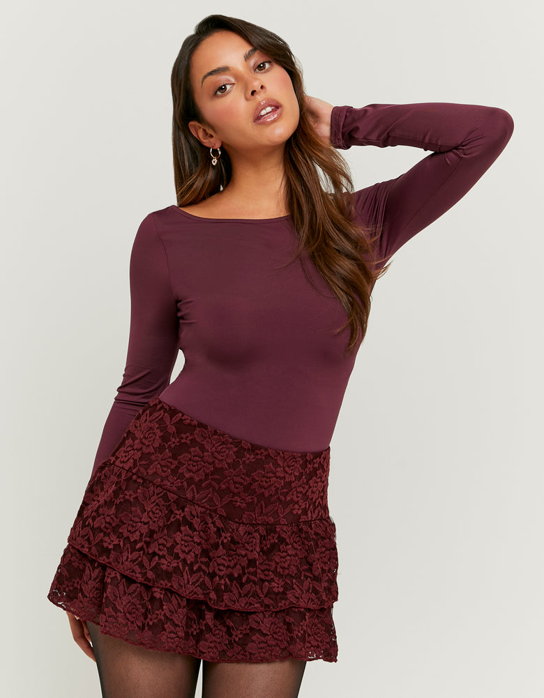 Lace Skort with Ruffles | Bordeau