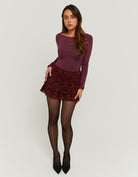 Lace Skort with Ruffles | Bordeau