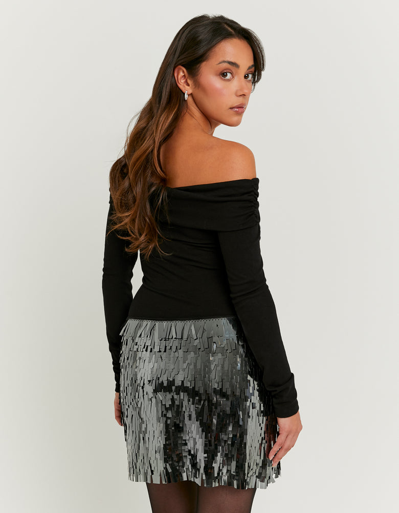 Silver Sequined Skirt | Silver