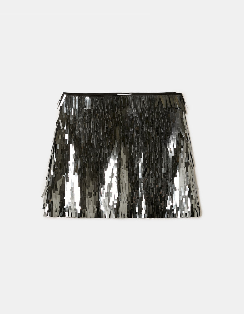 Silver Sequined Skirt | Silver