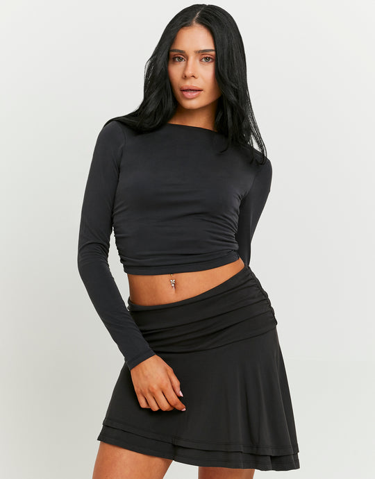 Asymmetric Mini Skirt | Black