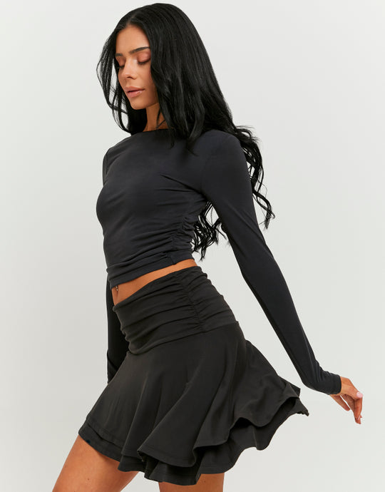 Asymmetric Mini Skirt | Black