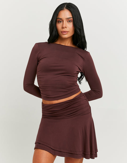 Asymmetric Mini Skirt | Bordeau