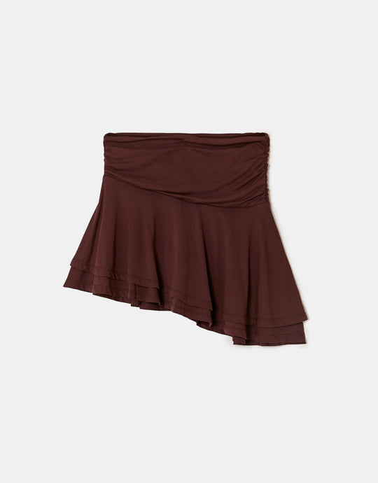Asymmetric Mini Skirt | Bordeau