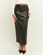 Faux Leather Maxi Skirt with Zip | Black