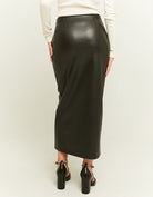 Faux Leather Maxi Skirt with Zip | Black