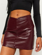 Faux Leather mini Skirt | Red