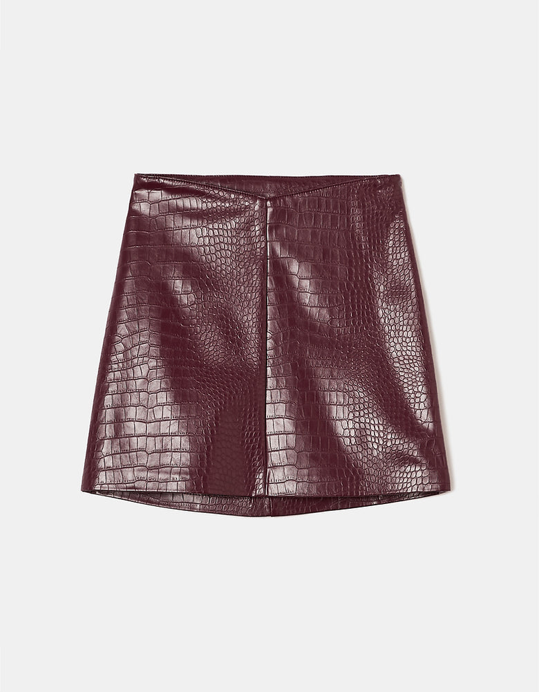Faux Leather mini Skirt | Red