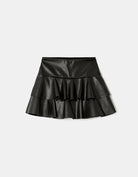 Faux Leather Mini Skort with Ruffles | Black