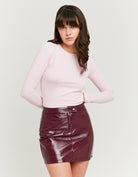 High Waist Vinyl Mini Skirt | Bordeau