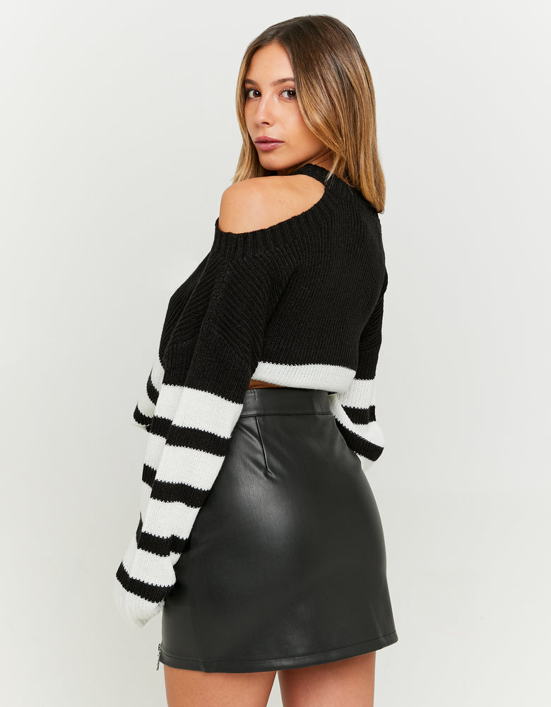Faux Leather Zipped Mini Skirt | Black