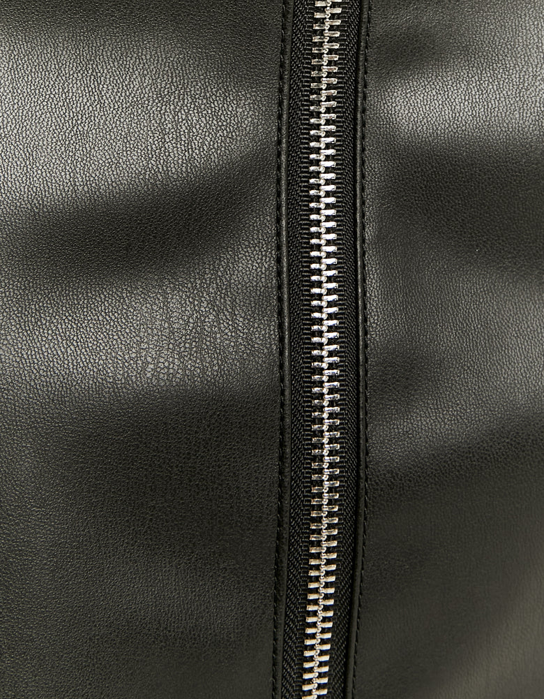 Faux Leather Zipped Mini Skirt | Black