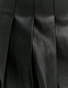 Pleated Faux Leather Mini Skirt | Black