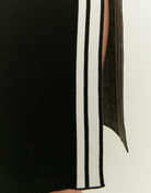 Long Knit Skirt with Varsity Details | Black-White