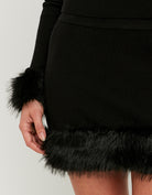 Knitted Skirt with Fur Trim | Black