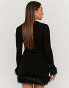 Knitted Skirt with Fur Trim | Black