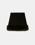 Knitted Skirt with Fur Trim | Black