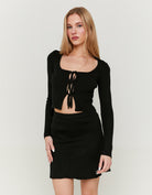 A-line knitted skirt | Black