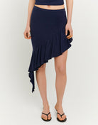 Skirt Asymmetric with Ruffles | Navy