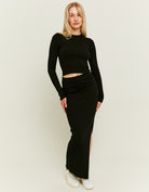 Long Knit Skirt | Black