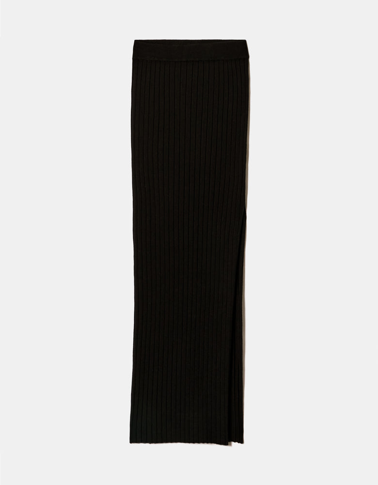 Long Knit Skirt | Black