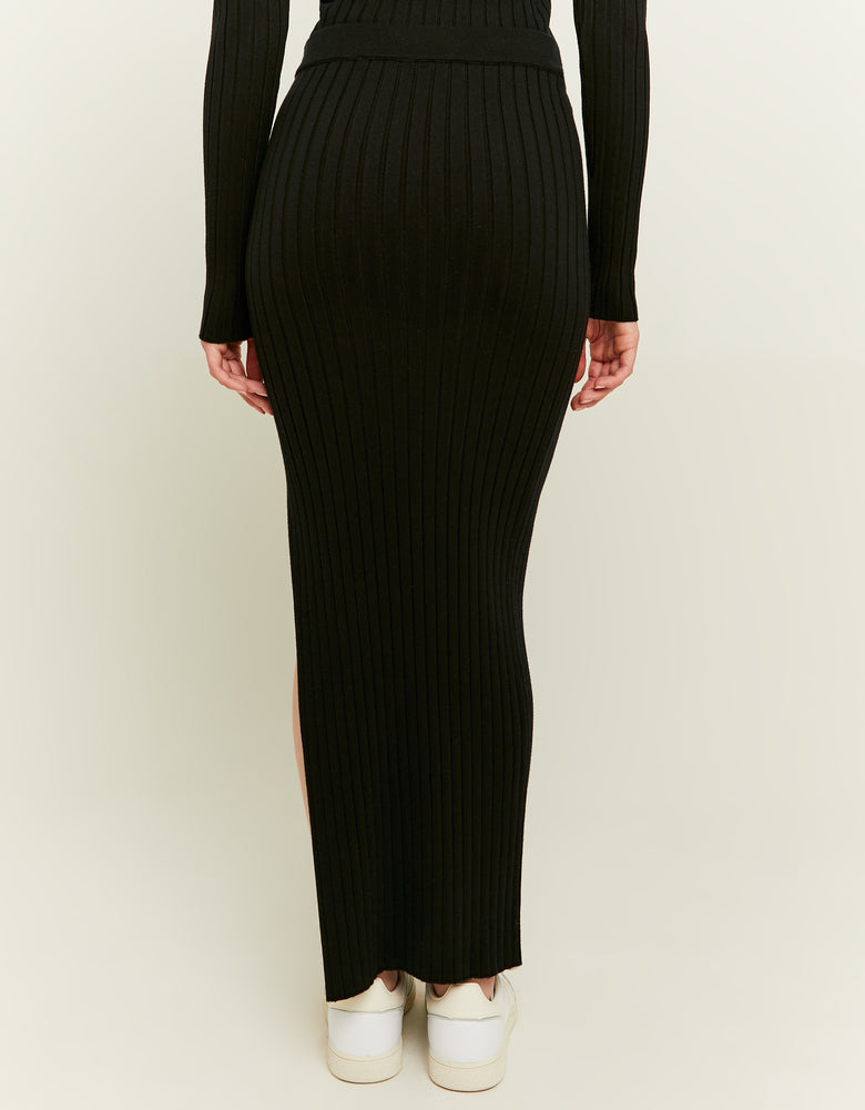 Long Knit Skirt | Black