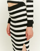 Long Knit Skirt | Off White - Black