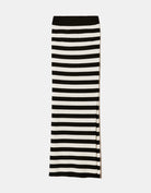 Long Knit Skirt | Off White - Black
