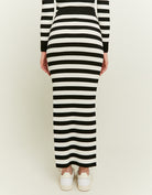 Long Knit Skirt | Off White - Black