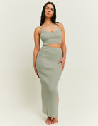 Skirt with side slit | Green