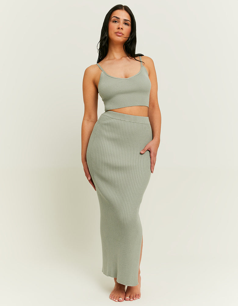 Skirt with side slit | Green