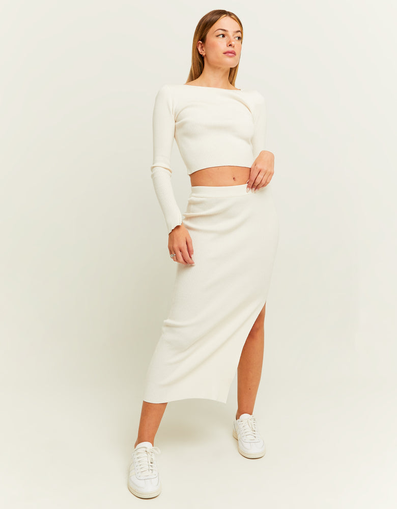 Knit Midi Skirt | Off White