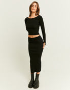 Knit Midi Skirt | Black