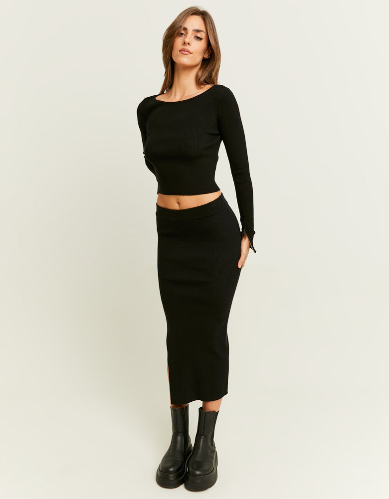 Knit Midi Skirt | Black