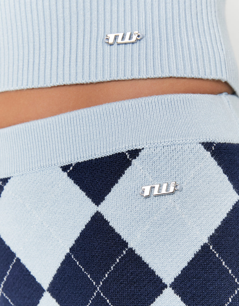Knitted Mini Skirt | Blue-Black