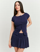 Pleated Mini Skirt | Navy