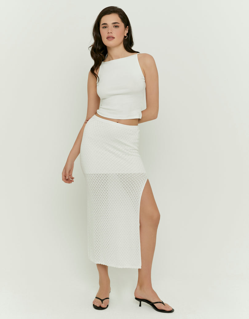 Long Lace Skirt | White