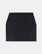 Mini Skirt with Slit | Navy-White