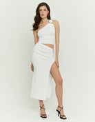 Long Skirt with Slit | White