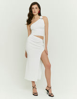 Long Skirt with Slit | White