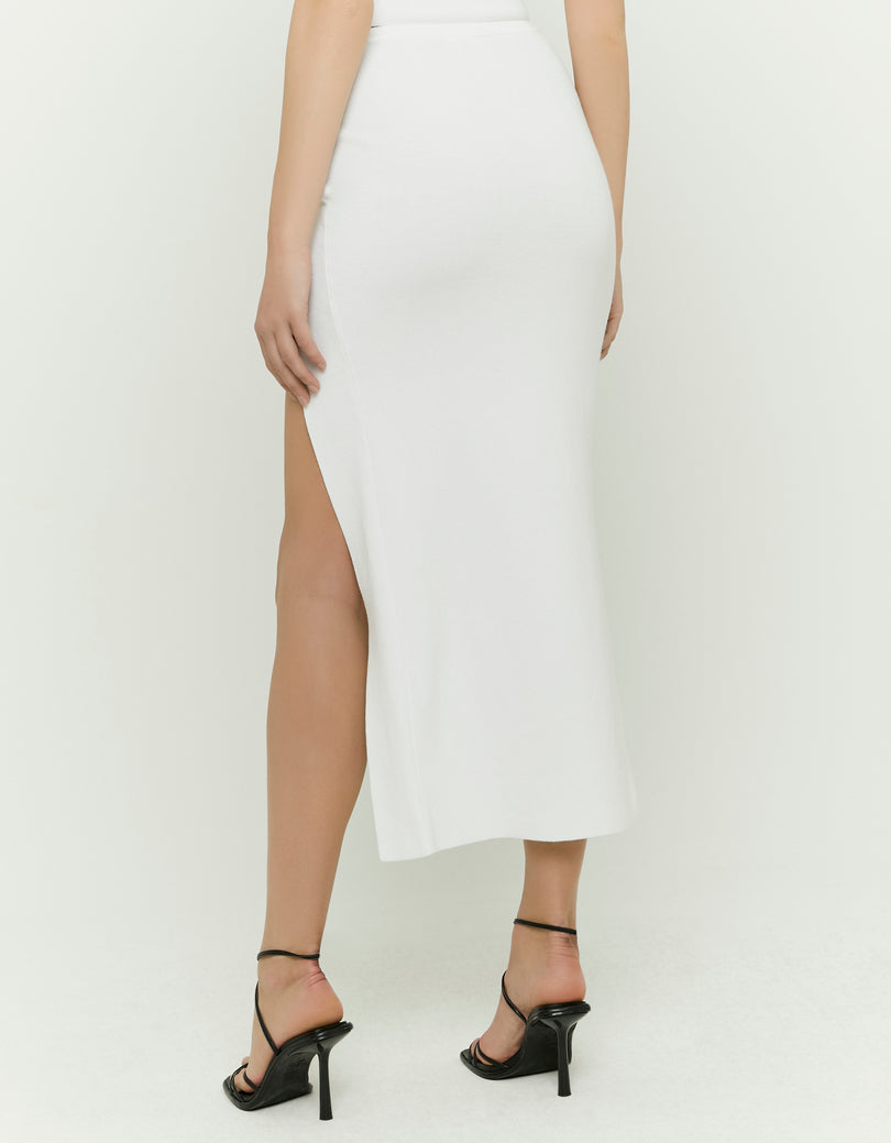 Long Skirt with Slit | White