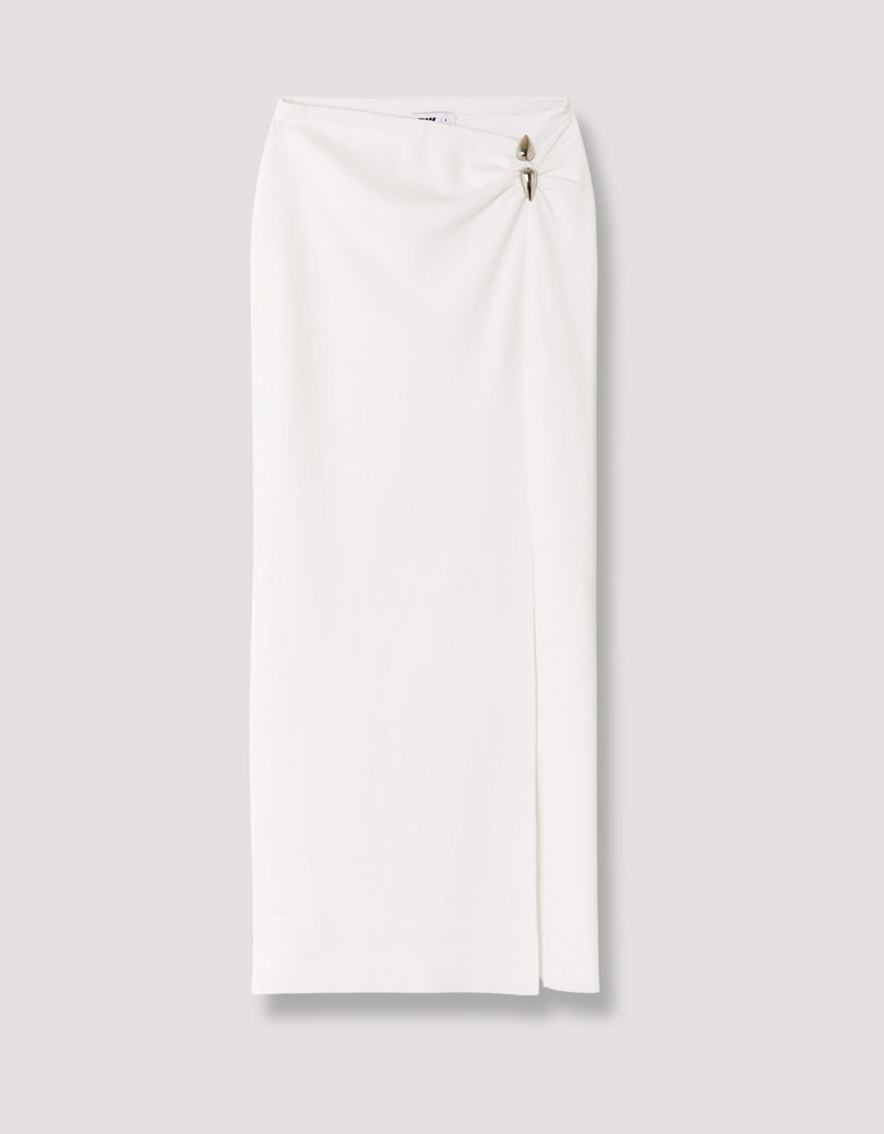 Long Skirt with Slit | White
