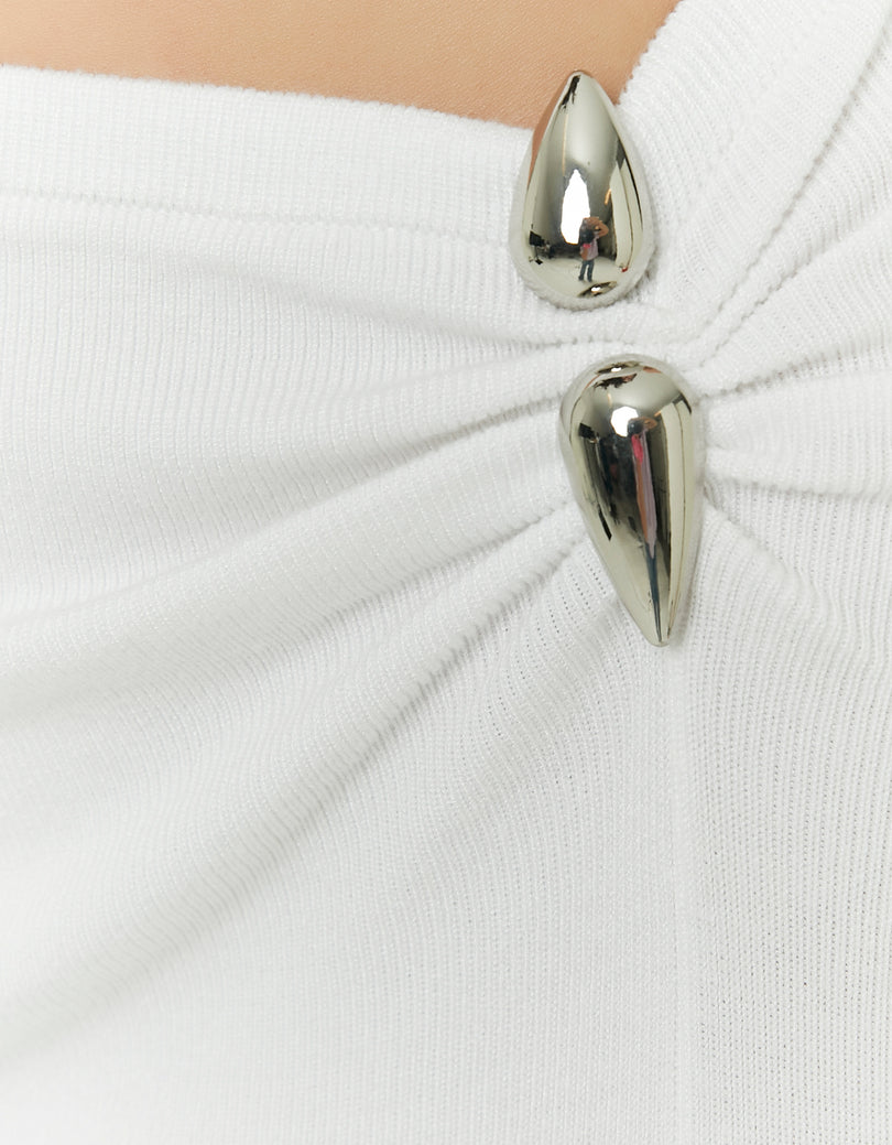 Long Skirt with Slit | White