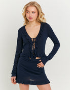 Knit Mini Skirt With Ruffles | Navy