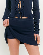 Knit Mini Skirt With Ruffles | Navy