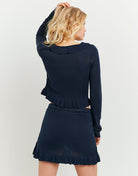 Knit Mini Skirt With Ruffles | Navy