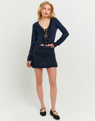 Knit Mini Skirt With Ruffles | Navy
