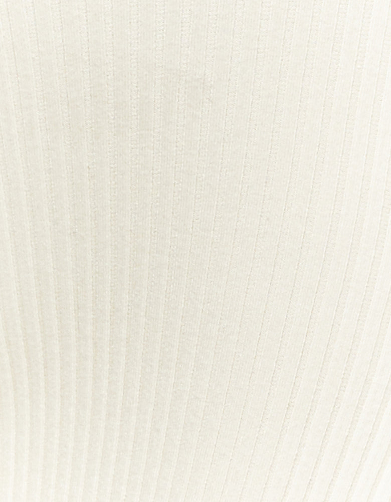 Ribbed Midi Skirt with Slit | Cream