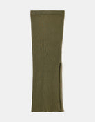 Fitted Knitted Midi Skirt with Slit | Kaki